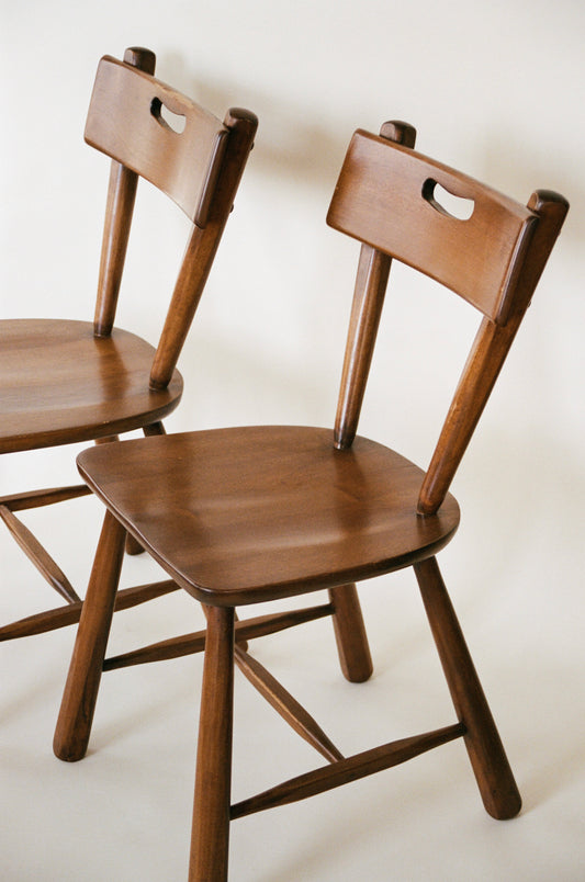 A Set of Two Antique Wood Chairs