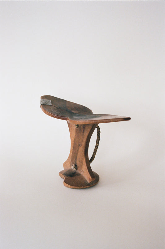 Antique Hand-Crafted Wood Head Rest Sculpture