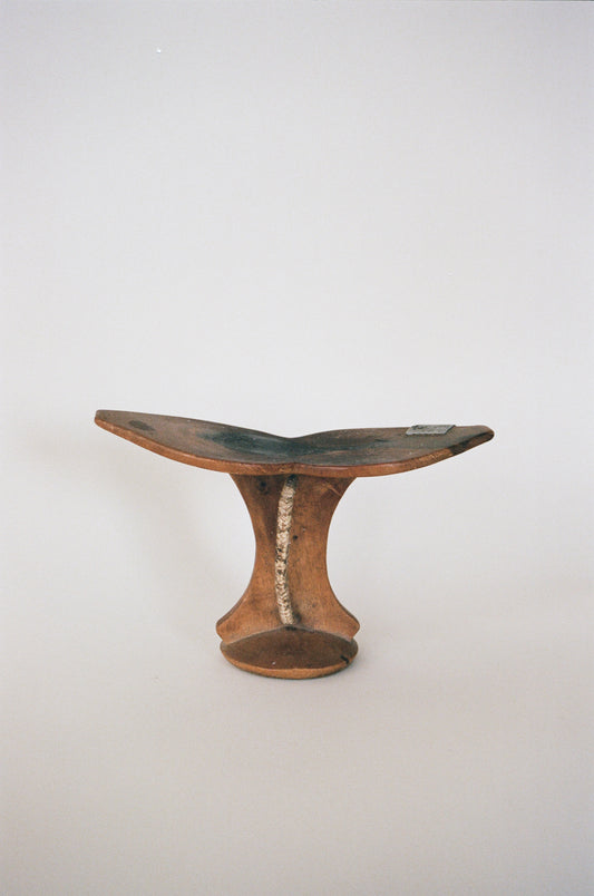 Antique Hand-Crafted Wood Head Rest Sculpture