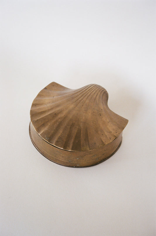 Vintage Brass Shell Trinket Box