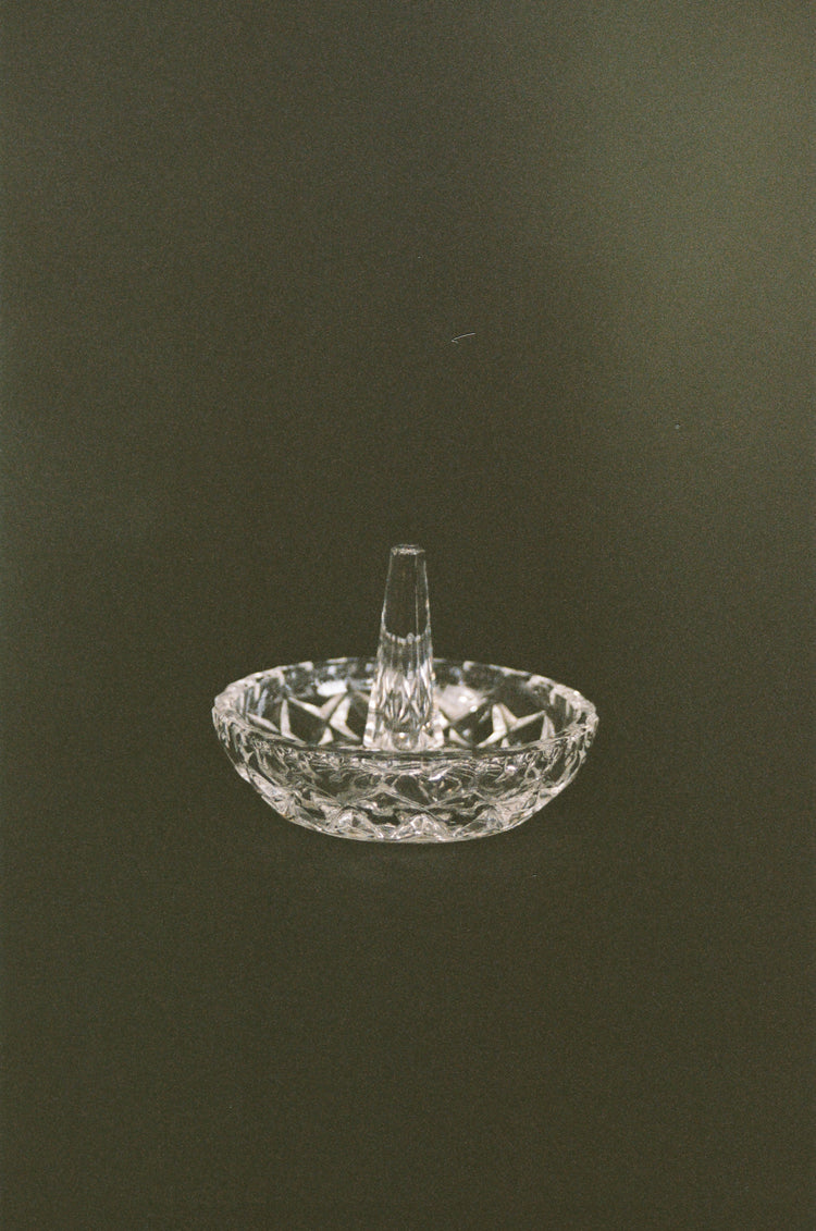 Vintage Cut Crystal Ring Holder Dish