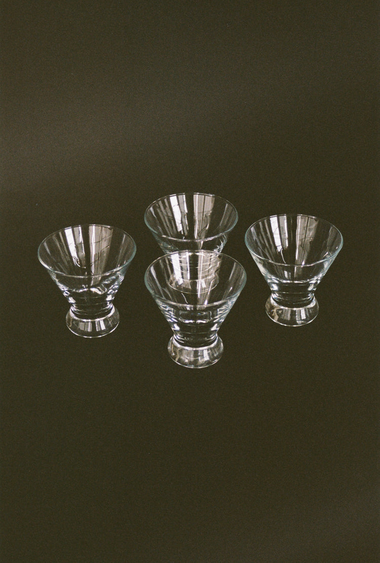 Sculptural Pedestal Glasses, Set of Four