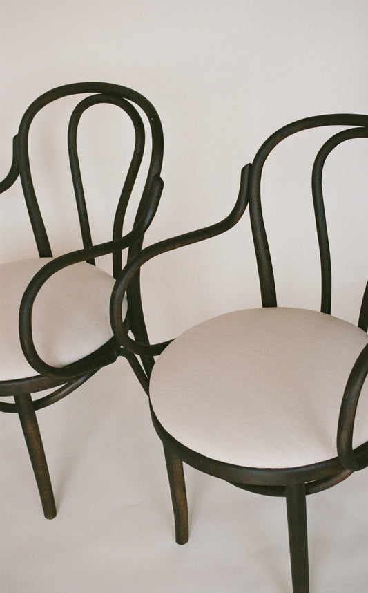 Restored Bentwood Chair with Linen Upholstery - 3 Available