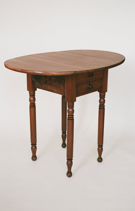Vintage Drop-Leaf Accent Table with Two Drawers