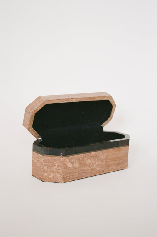 Vintage Tessellated Stone Octagonal Keepsake Box