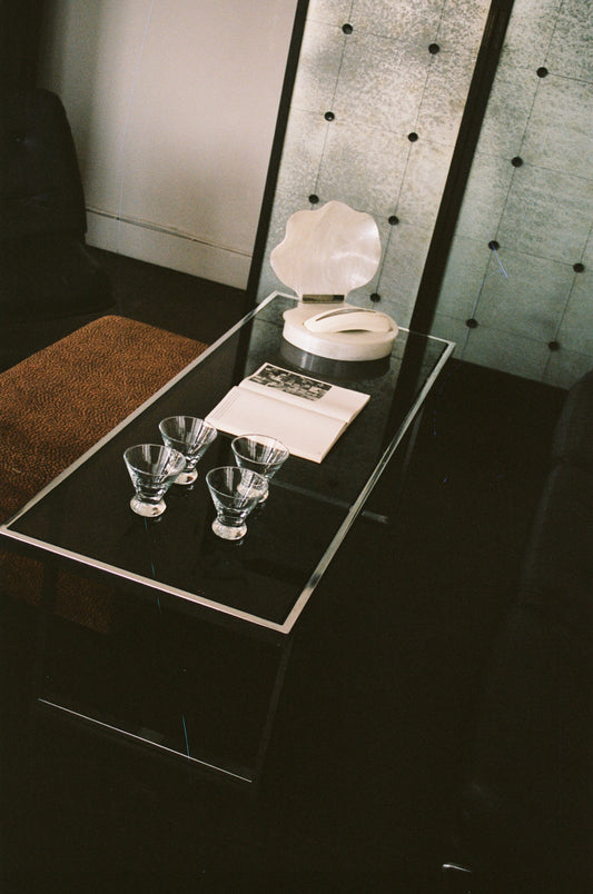 Glass and Chrome Waterfall Coffee Table
