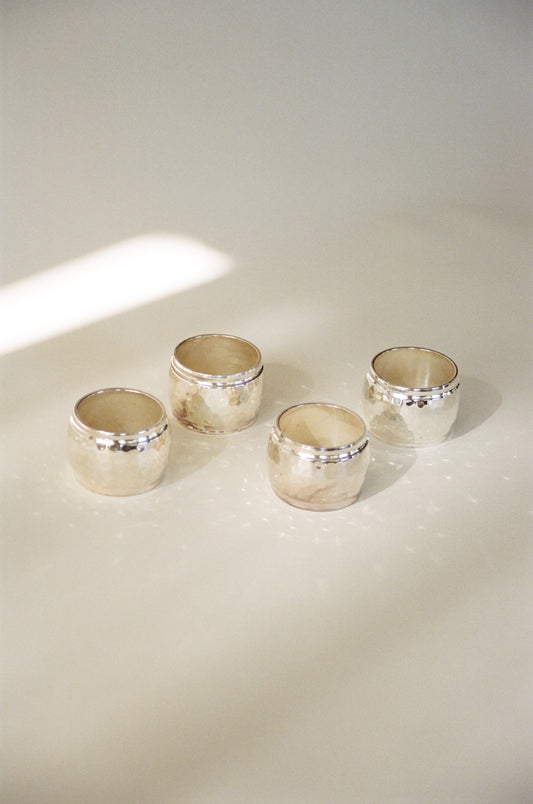 Hammered Silverplate Napkin Rings, Set of 4