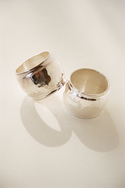 Hammered Silverplate Napkin Rings, Set of 4