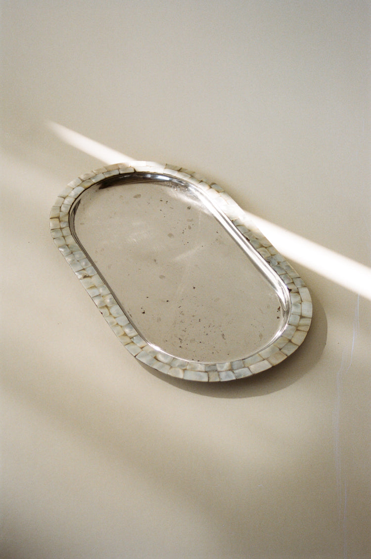 Mother-of-Pearl Inlay Catchall Dish with Patina