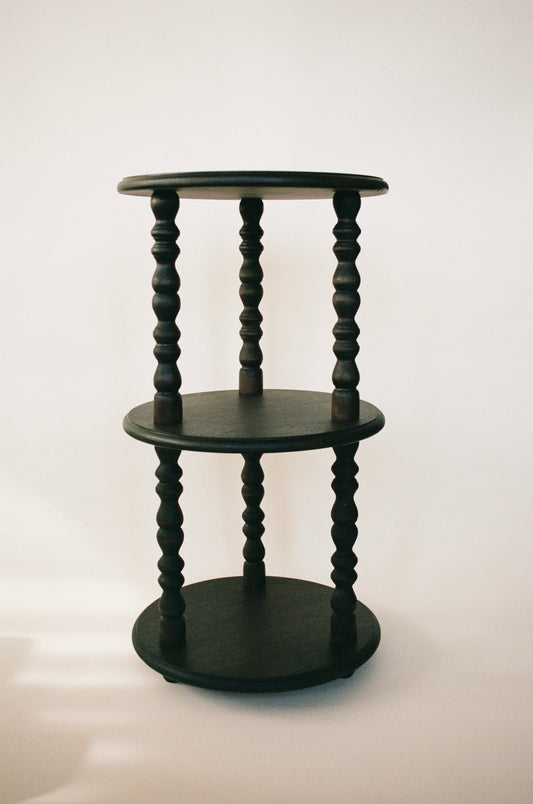 Vintage Turned Wood Three-Tier Pedestal Etagere