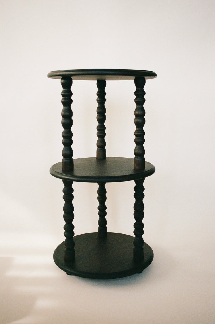Vintage Turned Wood Three-Tier Pedestal Etagere