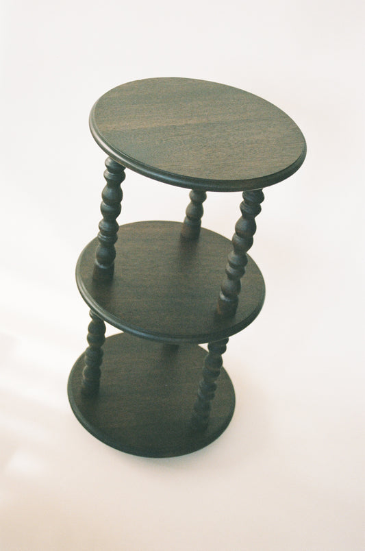 Vintage Turned Wood Three-Tier Pedestal Etagere