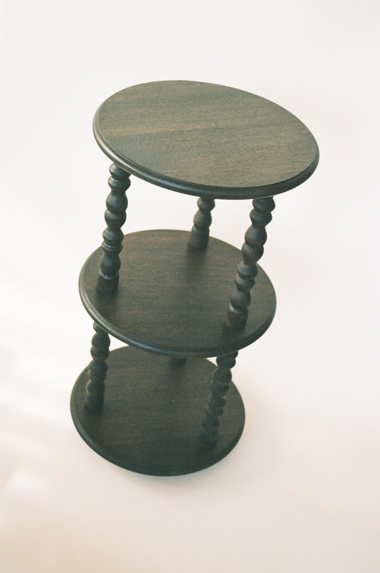 Vintage Turned Wood Three-Tier Pedestal Etagere