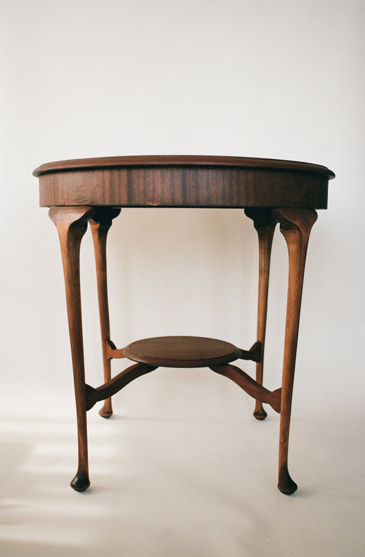 Round Wood Occasional Table with Lower Shelf