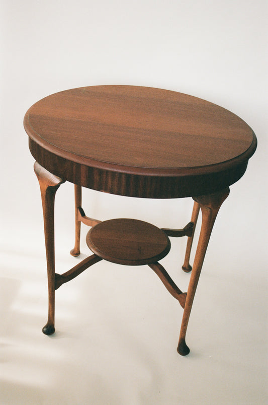 Round Wood Occasional Table with Lower Shelf