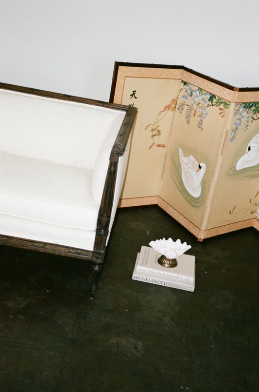 Vintage Hand Painted Folding Screen with Swan Motif