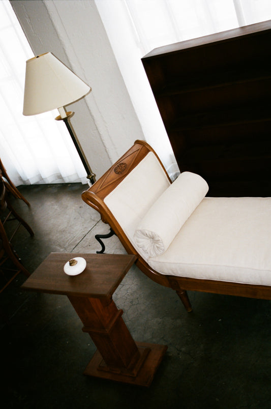Vintage Empire Style Swan Chaise in Cream Upholstery