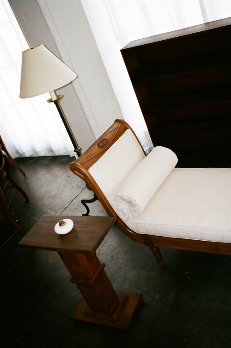 Vintage Empire Style Swan Chaise in Cream Upholstery