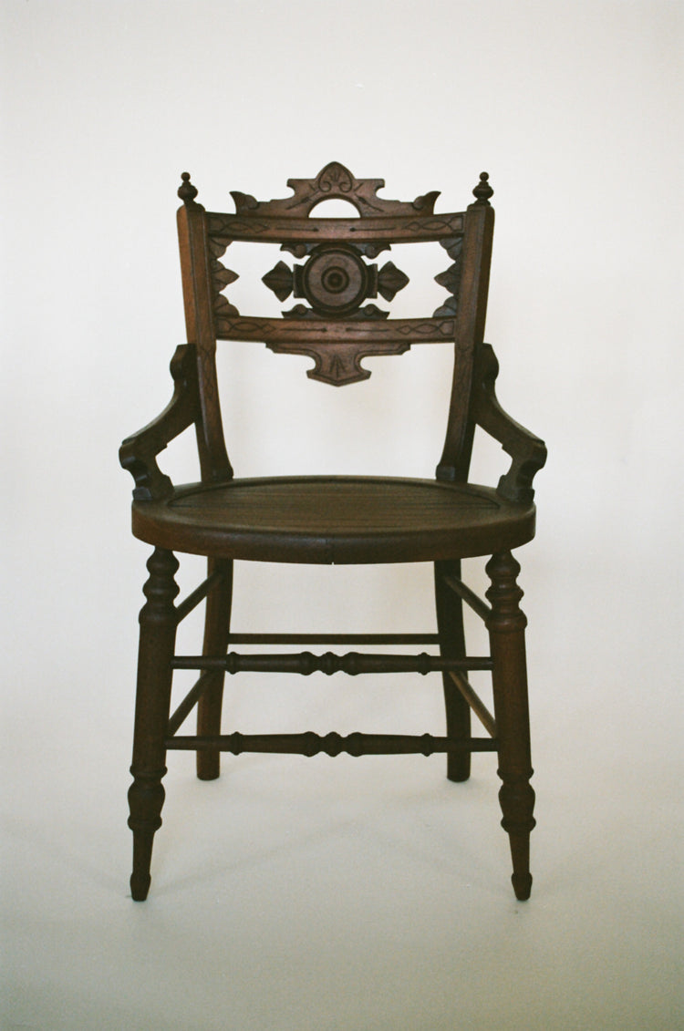 Set of Four Restored Antique Style Carved Wood Dining Chairs