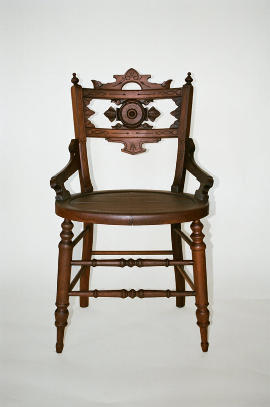 Set of Four Restored Antique Style Carved Wood Dining Chairs