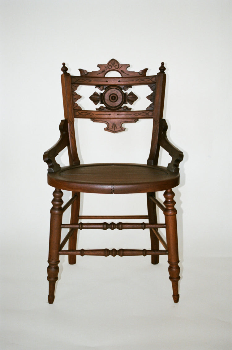 Set of Four Restored Antique Style Carved Wood Dining Chairs