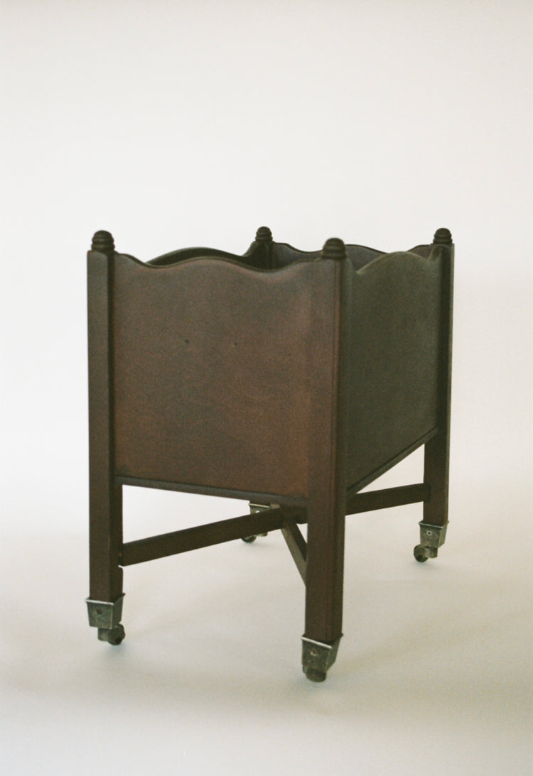 Restored Vintage Wood Magazine Rack on Casters