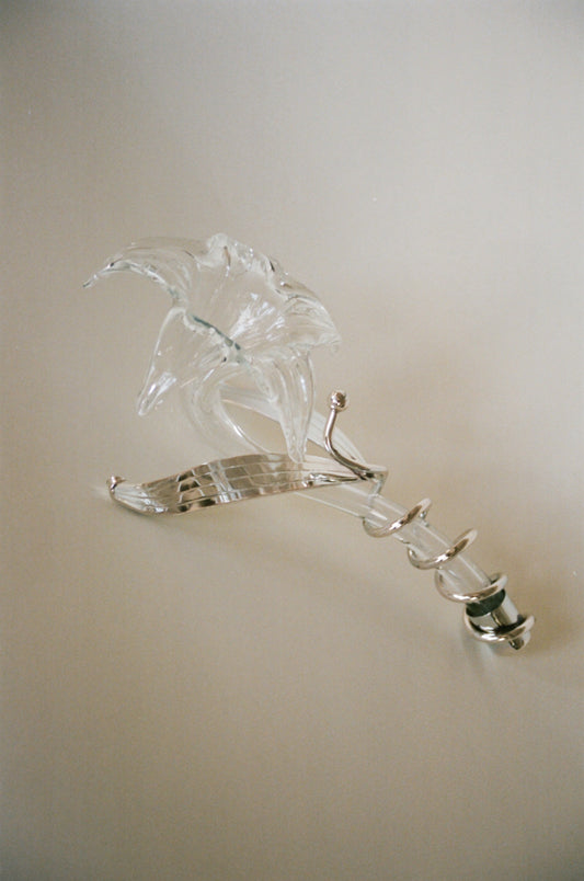 Sculptural Glass Bud Vase with Chrome Mount