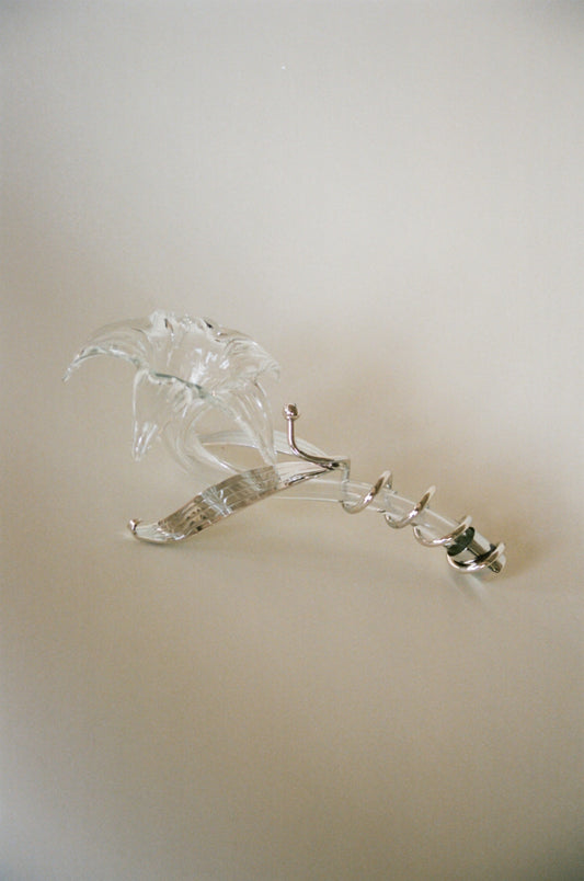 Sculptural Glass Bud Vase with Chrome Mount