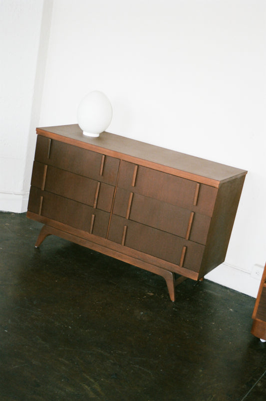 Restored Vintage Mid Century Dresser with Integrated Pulls