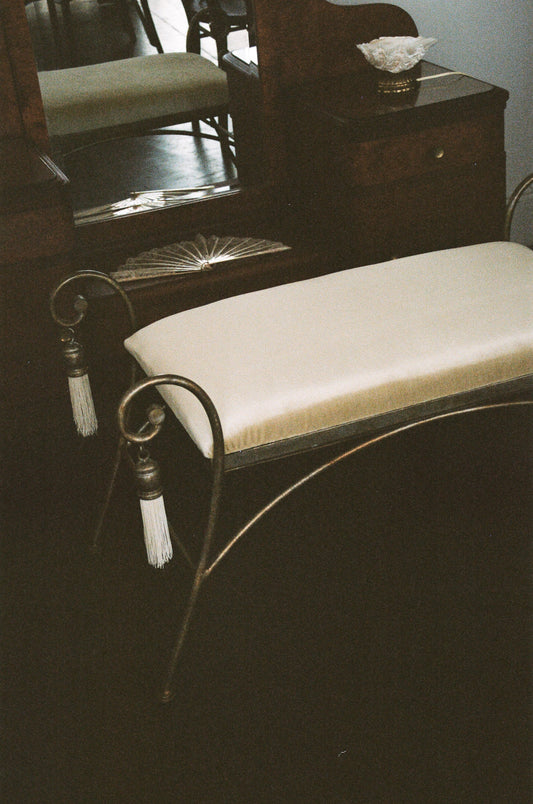 Vintage Iron Vanity Bench with Tassels