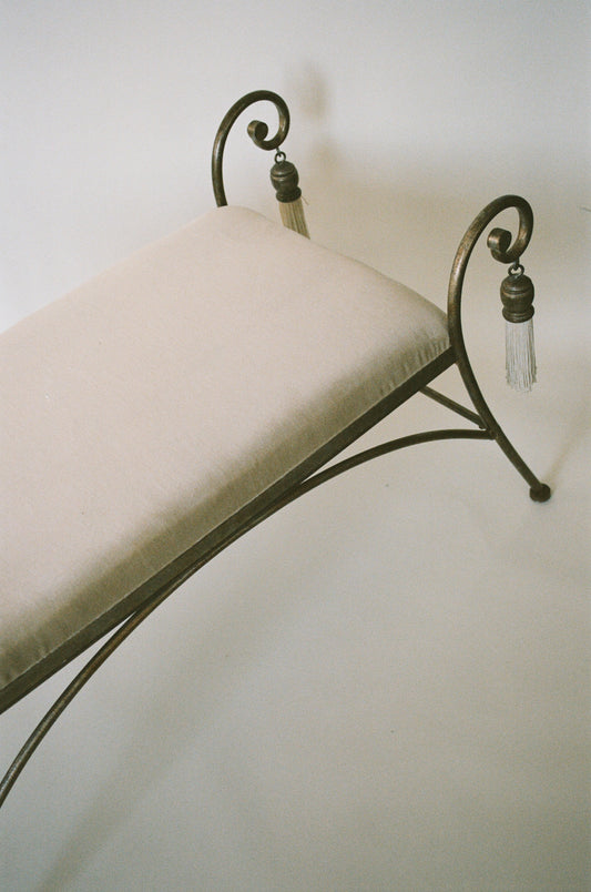 Vintage Iron Vanity Bench with Tassels