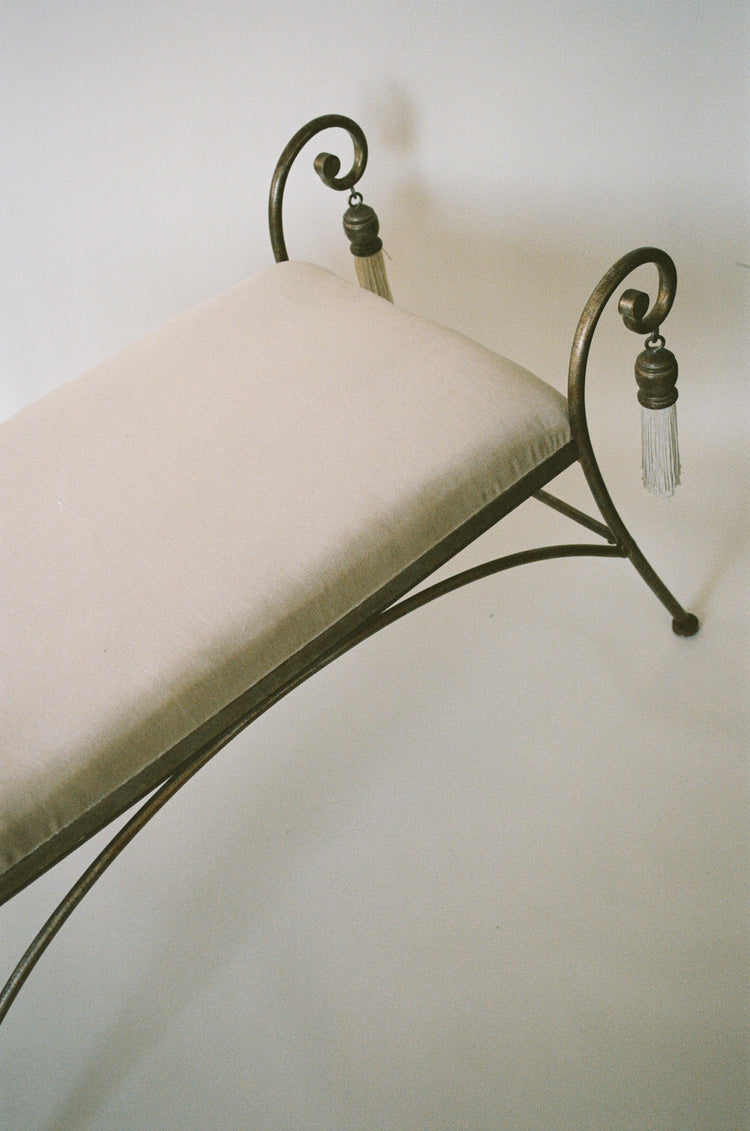 Vintage Iron Vanity Bench with Tassels