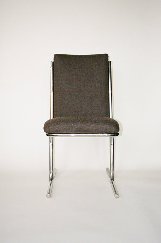 Set of Two Vintage Chrome Cantilever Dining Chairs in Wool