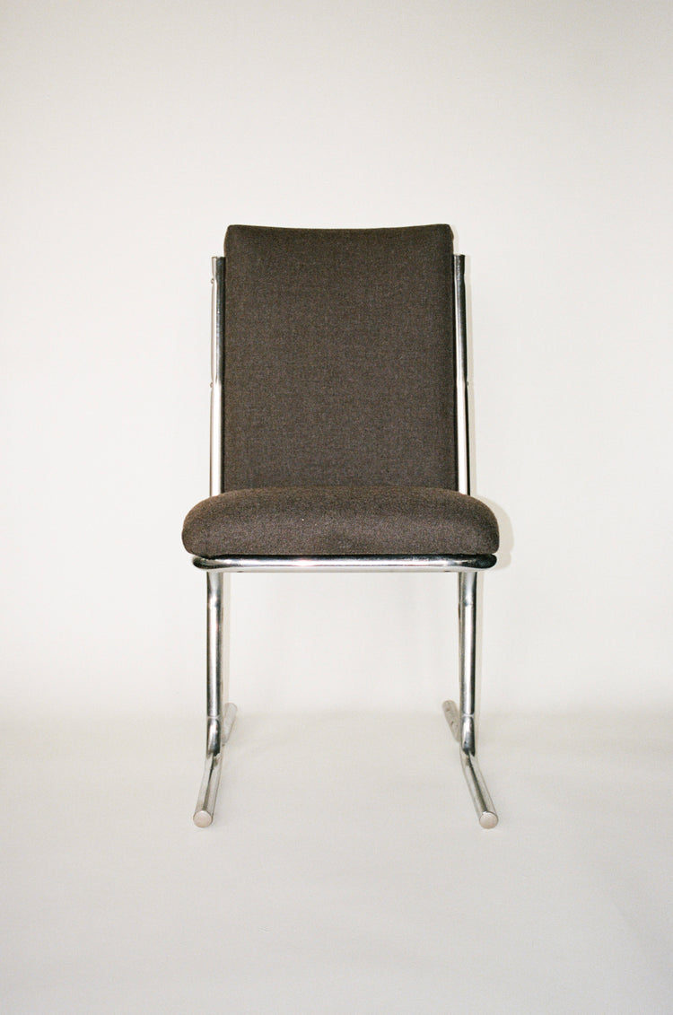 Set of Two Vintage Chrome Cantilever Dining Chairs in Wool