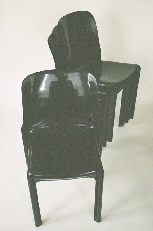 Set of Four Vintage Stacking Chairs by Vico Magistretti for Artemide
