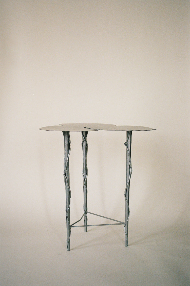 Vintage Sculptural Iron Lily Pad Side Table
