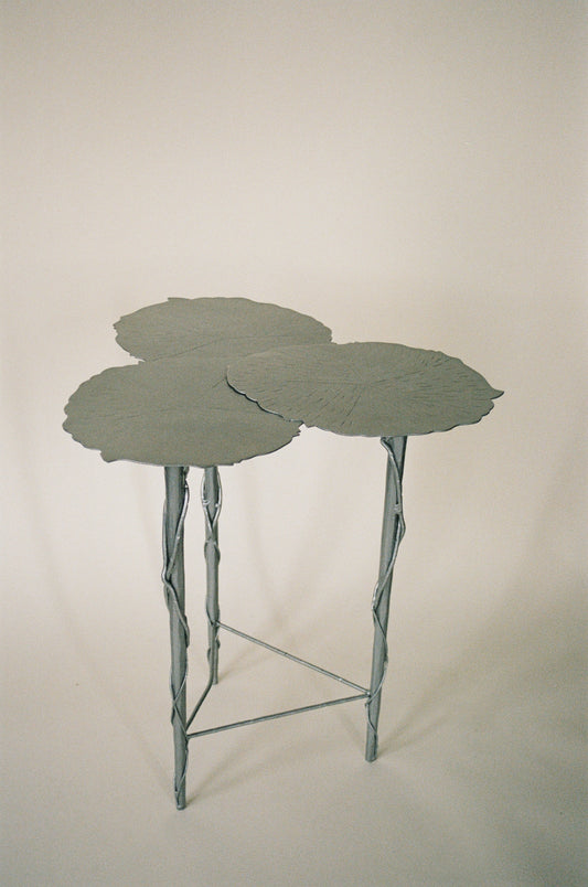 Vintage Sculptural Iron Lily Pad Side Table