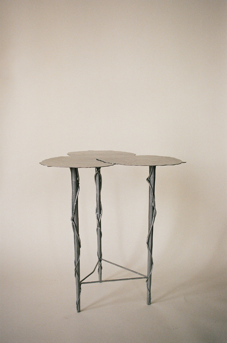 Vintage Sculptural Iron Lily Pad Side Table