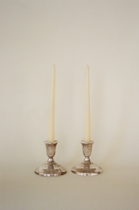 Pair of Vintage Silverplate Taper Candle Holders
