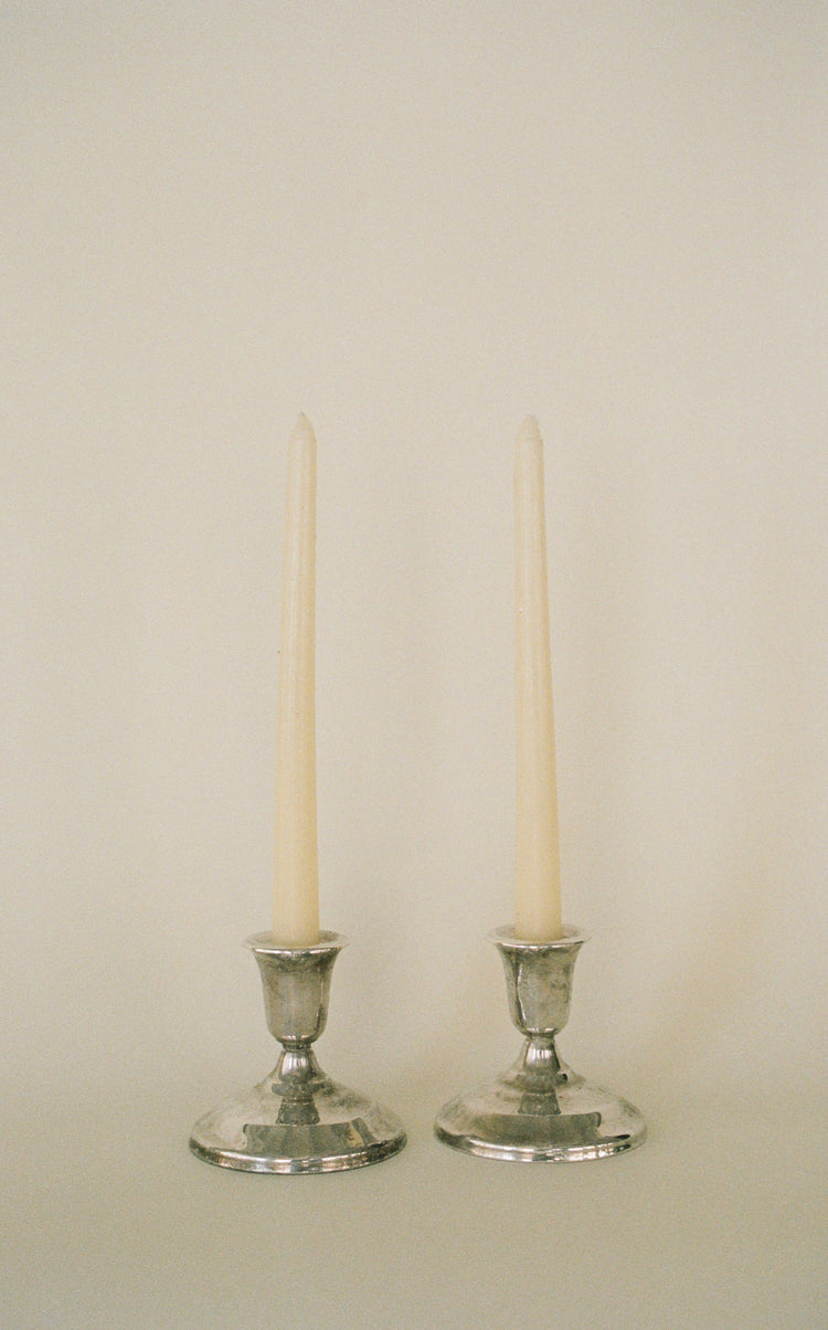 Pair of Vintage Silverplate Taper Candle Holders