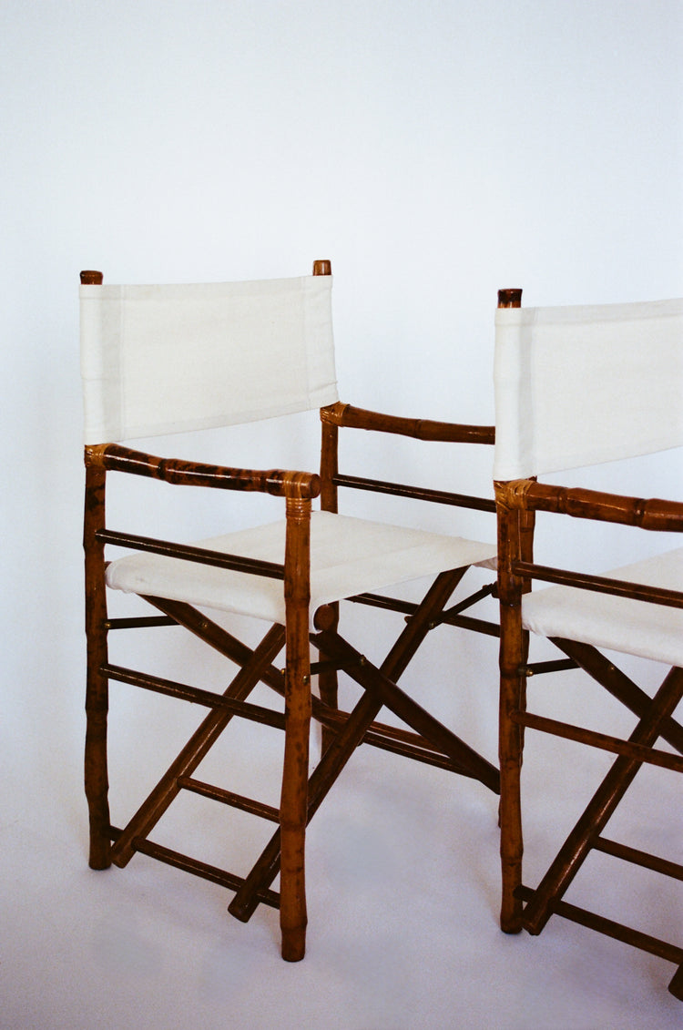 Pair of Bamboo and Canvas Director Chairs