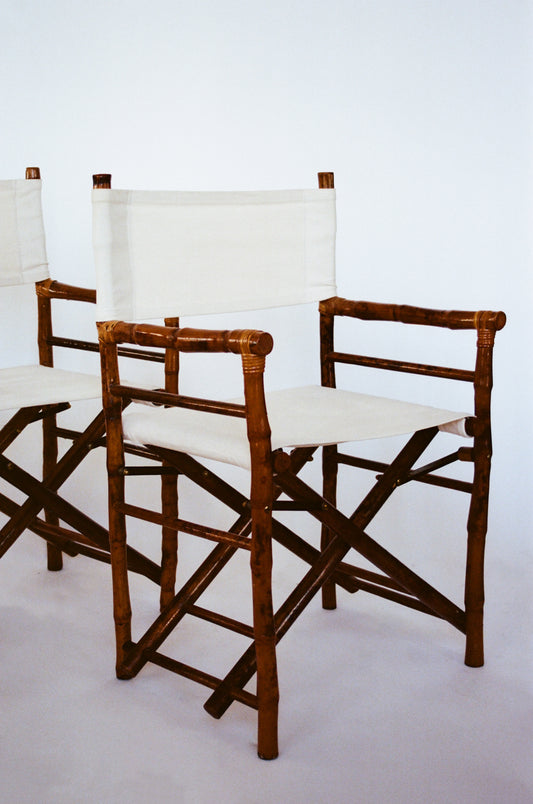 Pair of Bamboo and Canvas Director Chairs