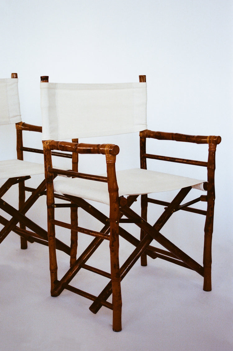 Pair of Bamboo and Canvas Director Chairs