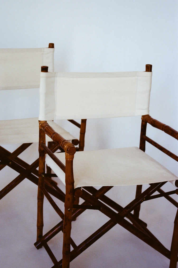 Pair of Bamboo and Canvas Director Chairs
