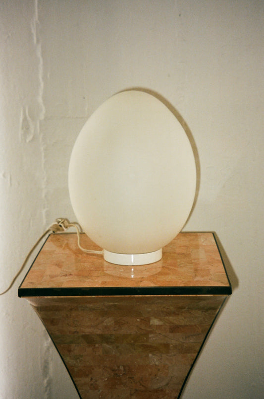 Vintage White Opaline Glass Egg Lamp