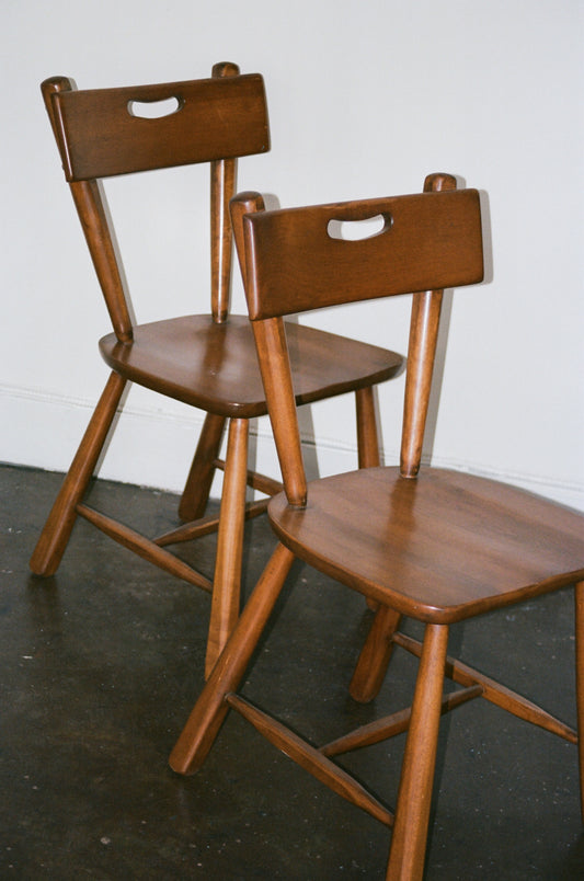 Set of Two Antique Wood Dining Chairs