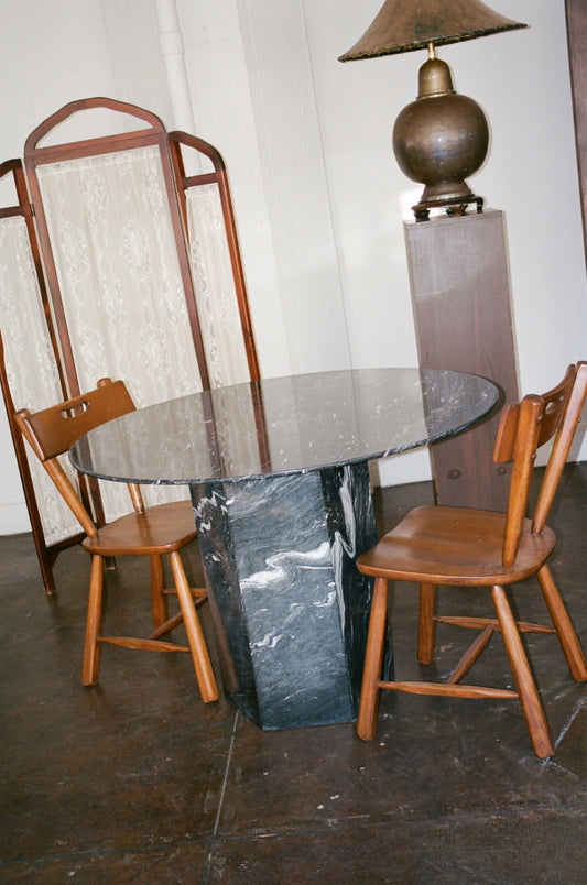 Set of Two Antique Wood Dining Chairs