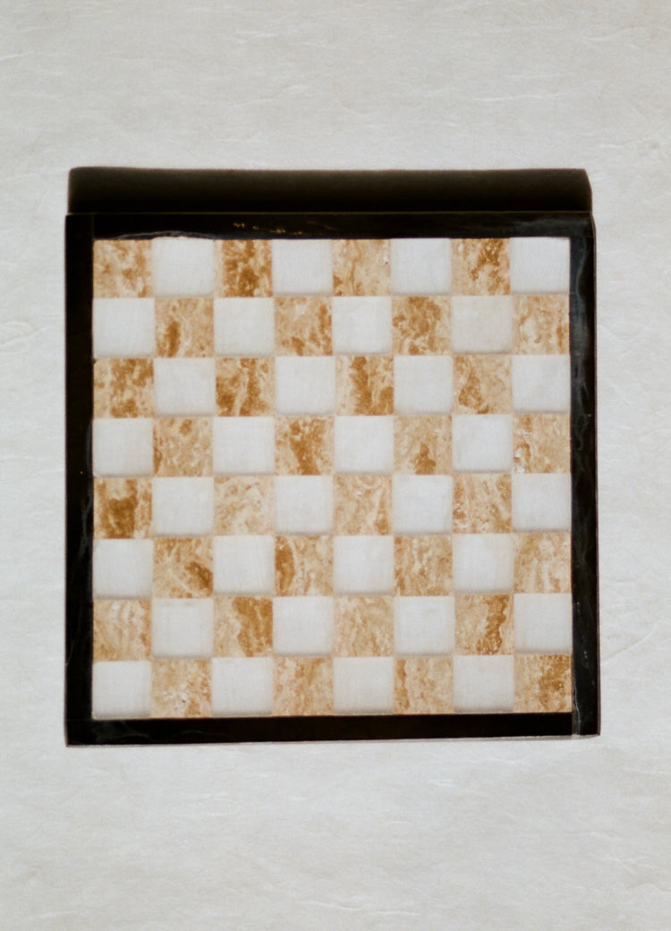 Petite Handcrafted Checkered Onyx Tray