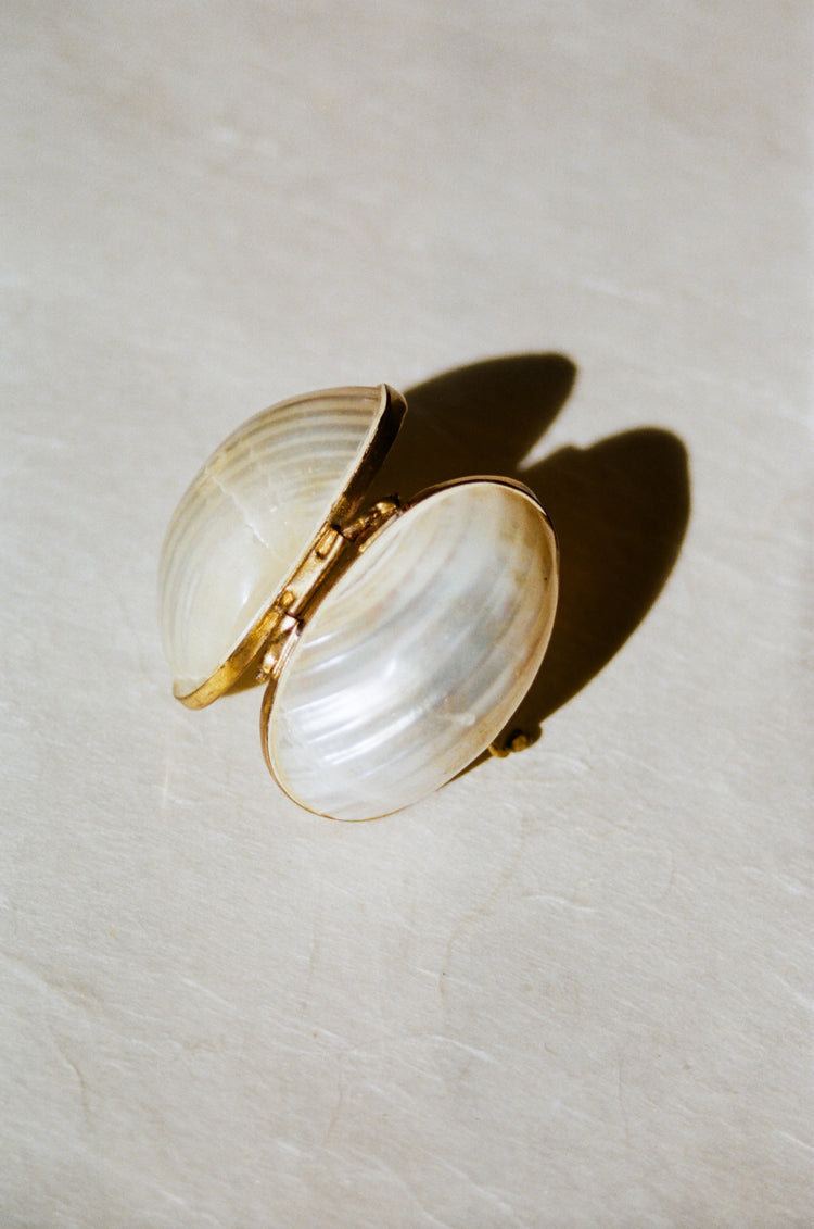 Mother of Pearl Pill Box with Sewn Rose