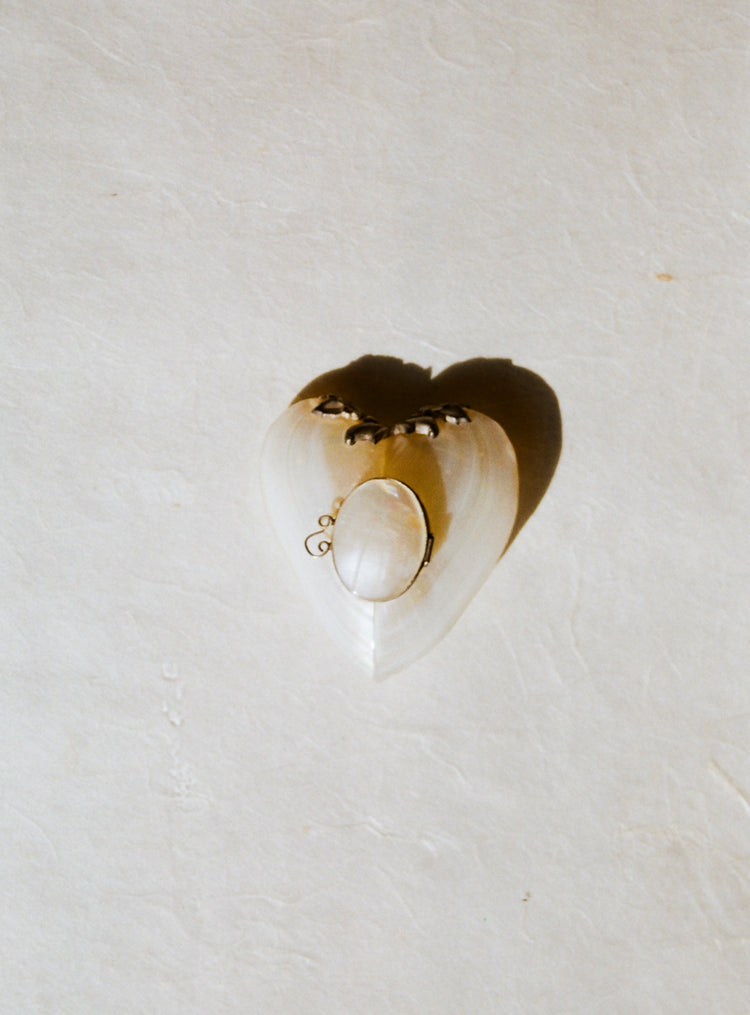 Vintage Mother of Pearl Puffed Heart Pill Box